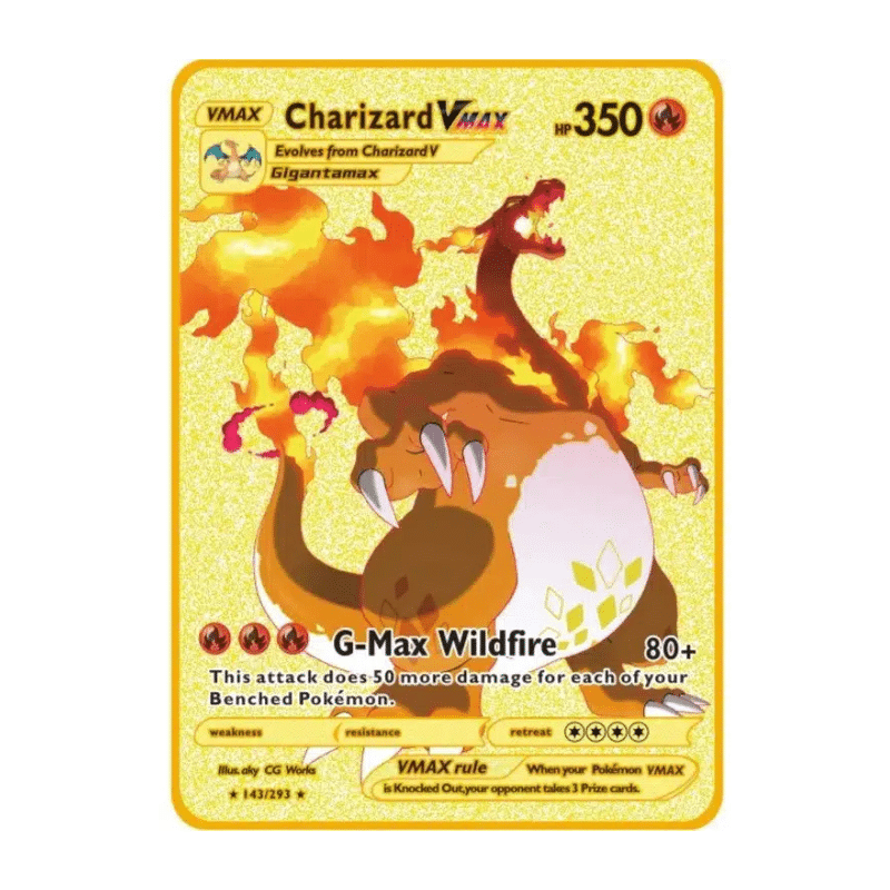 Carte Pokémon Métal Dracaufeu Vmax de Collection, Jeu de Carte Pokémon