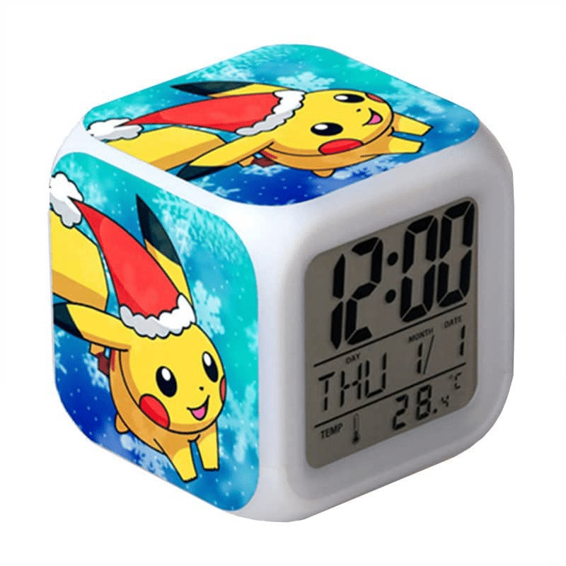 Réveil Pokémon Pikachu de Noël 8 cm, Réveil Pokémon Blanc