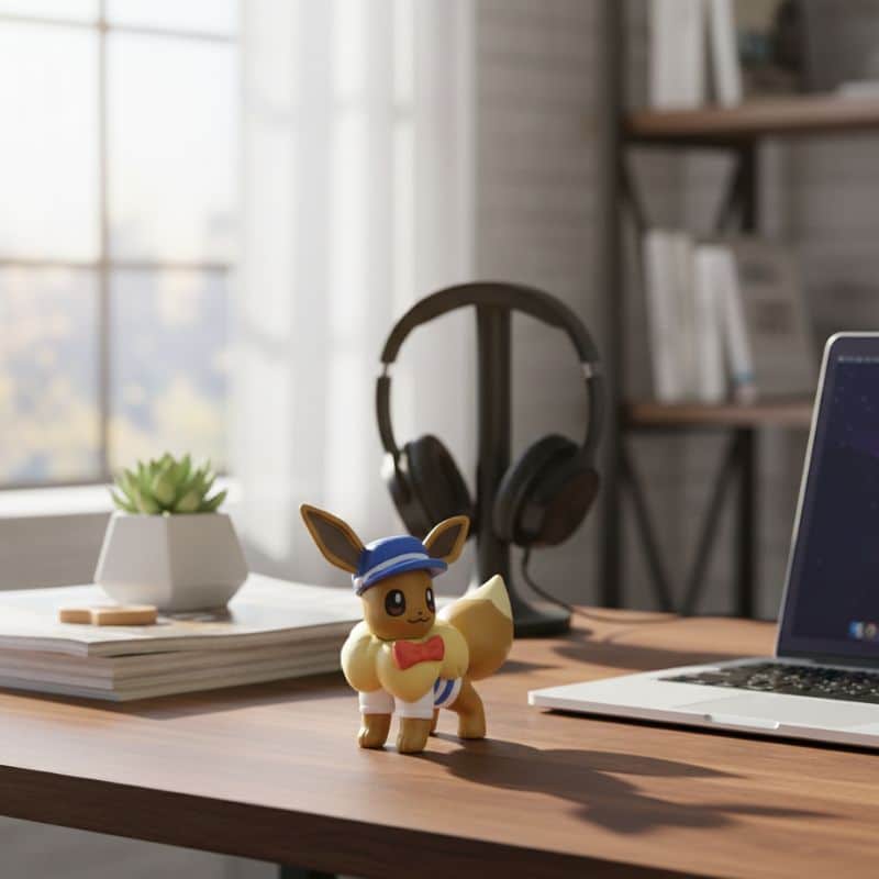 Figurine Évoli Pokémon Avec Casquette Bleue Et Nœud Papillon 4,3 cm