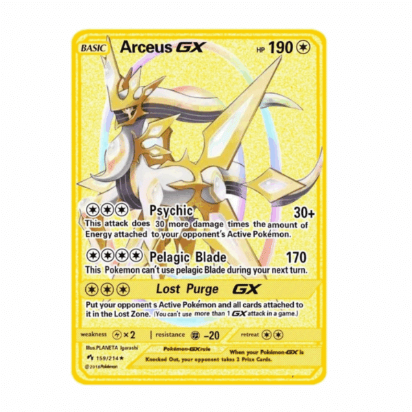 Carte Pokémon Arceus GX Gold en Métal Édition Collector