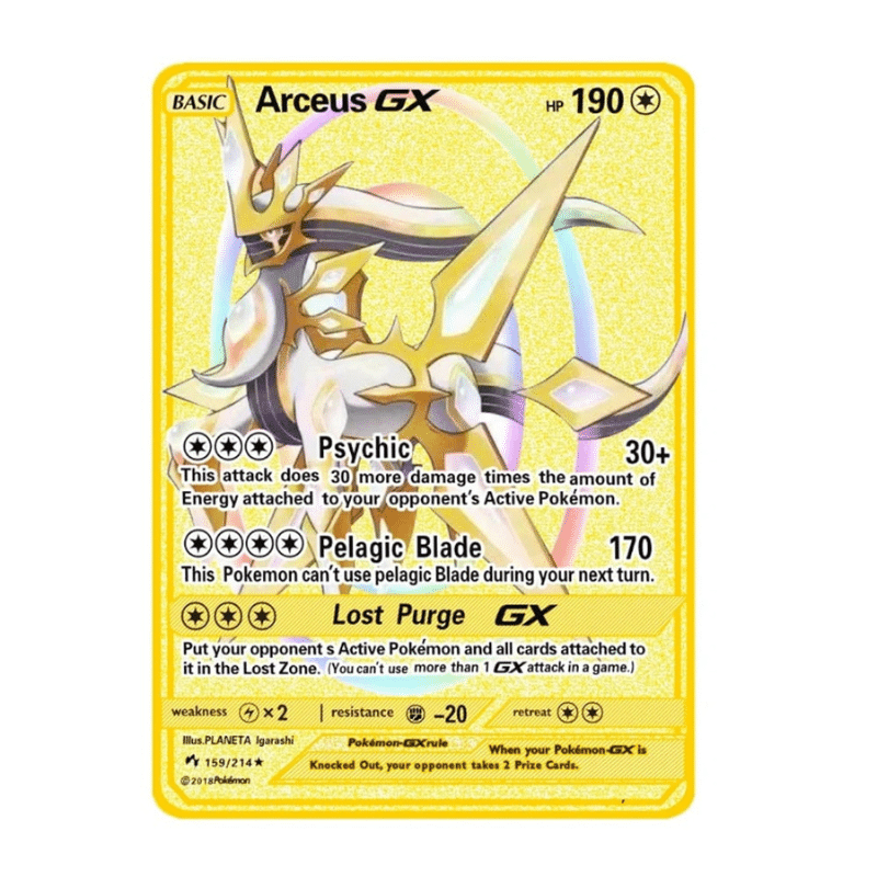 Carte Pokémon Arceus GX Gold en Métal Édition Collector