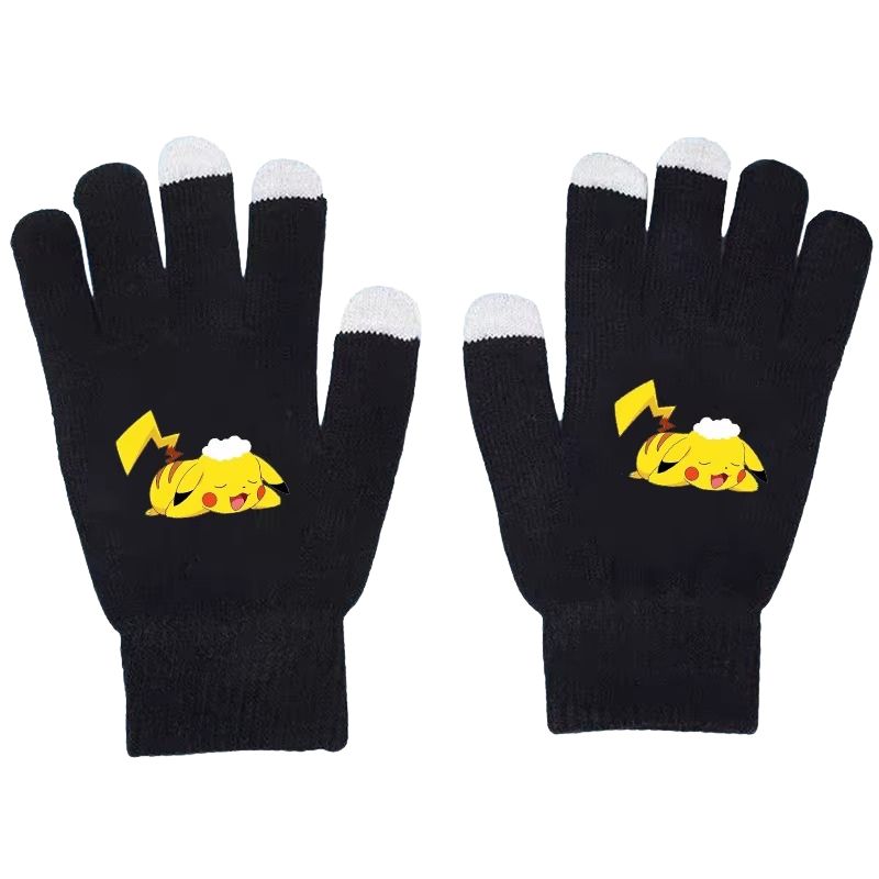 Gants Pokémon Pikachu Noirs Accessoires Mode