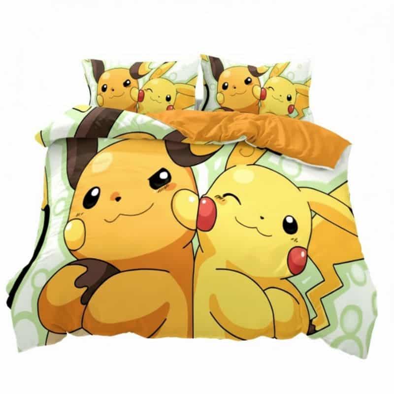 Housse De Couette Pokémon Pikachu Et Raichu Avec Taies