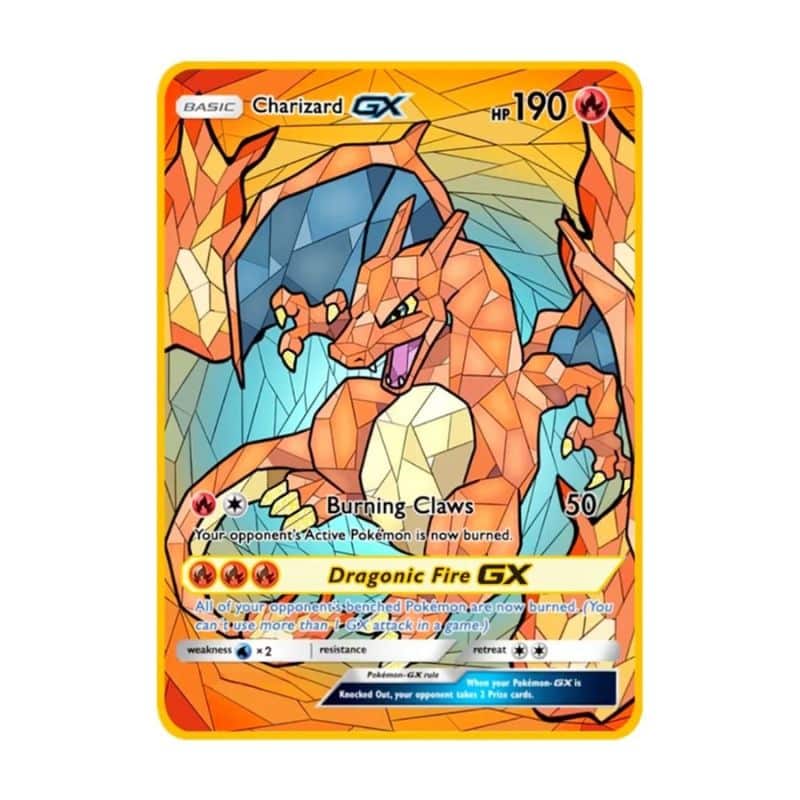 Carte Pokémon Dracaufeu GX Premium Édition Gold