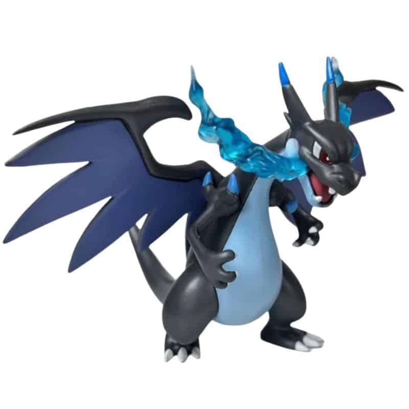 Figurine Dracaufeu X Noir Et Bleu Avec Flammes Énergétiques 10 cm, Figurine Dracaufeu