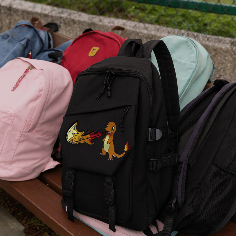 Sac À Dos Pokémon Salamèche Noir Flamme Design